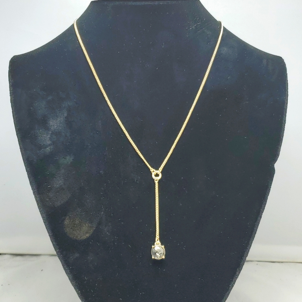 French connection  Y-necklace black diamond stone